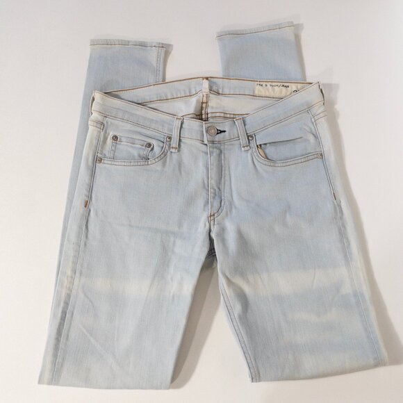 Rag & Bone Light Blue White Bleached Skinny Fit Denim Jeans SZ 30 Distressed Mid - Picture 2 of 12